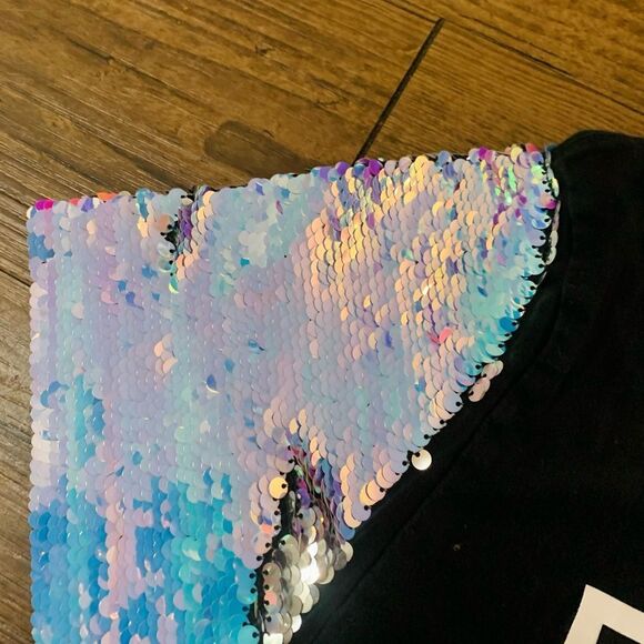 PINK VS MERMAID BLING TSHIRT / YOGA LEGGINGS SEQUINS OUTFIT SET S - Picture 8 of 13